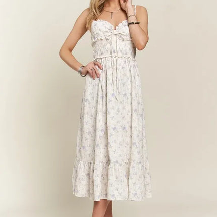 ADORA Smocked Floral Sweetheart Neck Cami Dress - Image 8