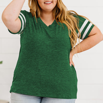 Plus Size Striped V-Neck Tee Shirt - Image 32