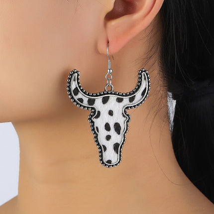 Alloy Animal Print Cow Head Earrings - Image 10