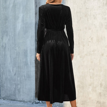Tie Front Long Sleeve Slit Dress - Image 12