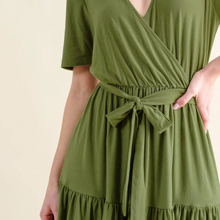 And The Why Soft Short Sleeve Tiered Midi Dress - Image 6
