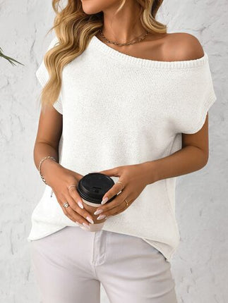Mandy Boat Neck Short Sleeve Knit Top - Image 1
