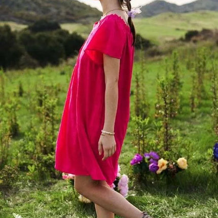 Davi & Dani Textured Ruffle Boat Neck Shift Dress - Image 7