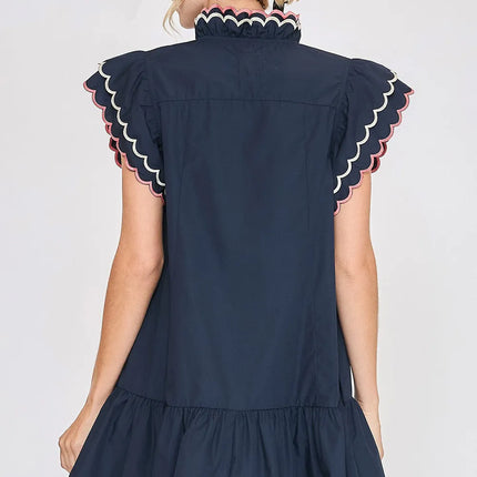 Umgee Full Size Ruffled Scalloped Sleeved Dress Plus Size - Image 2