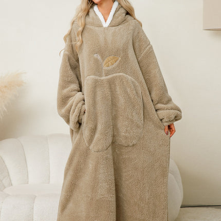 Pocketed Contrast Long Sleeve Hooded Lounge Dress - Image 10