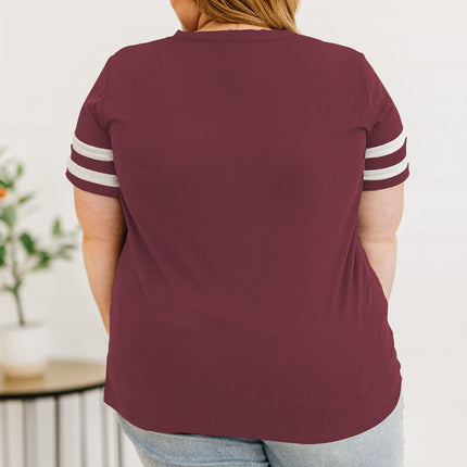 Plus Size Striped V-Neck Tee Shirt - Image 21
