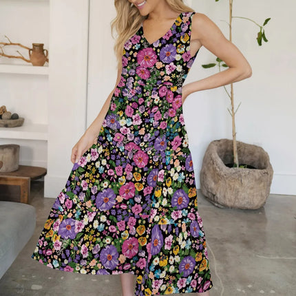 FAM-FAM Tiered Printed V-Neck Sleeveless Dress - Image 7