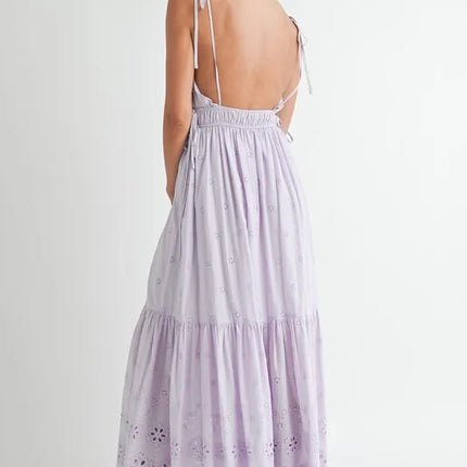 MABLE Eyelet Lace Maxi Dress With Side Strap Details - Image 7