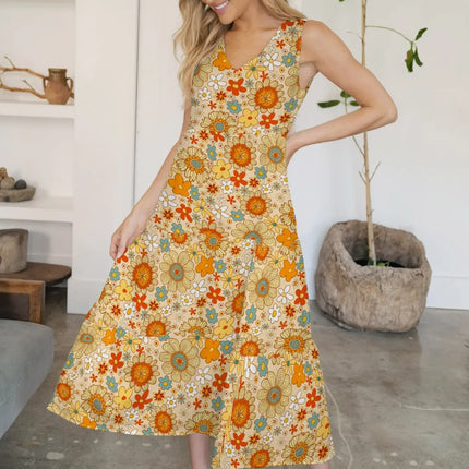 FAM-FAM Tiered Printed V-Neck Sleeveless Dress - Image 13