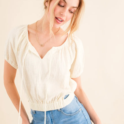 And The Why Back Waist Tie Cropped Blouse - Image 4