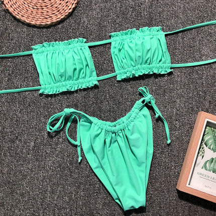 Frill Trim Ruched Bikini Set - Image 25