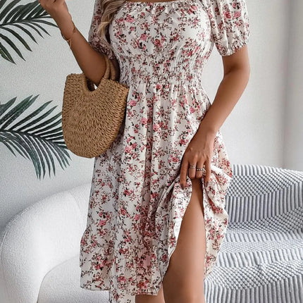 Ruffled Hem Floral Puff Sleeve Dress - Image 19