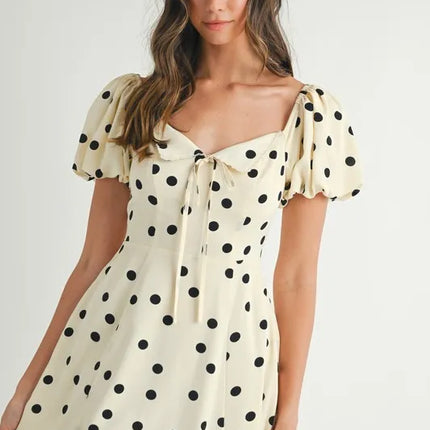 MABLE Polka Dot Puff Sleeve Midi Dress - Image 9