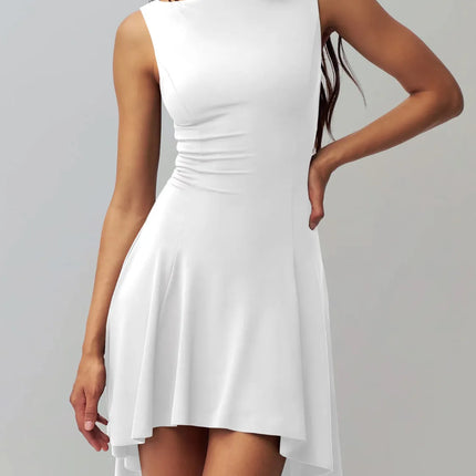 High-Low Round Neck Sleeveless Dress - Image 4