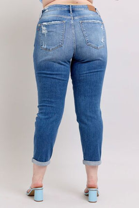 Judy Blue Full Size Button Fly Distressed Jeans with Pockets Plus Size - Image 12