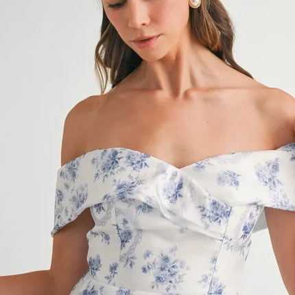 MABLE Floral Printed Off Shoulder Maxi Dress - Image 15