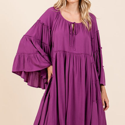 Mittoshop Frill Tie Neck Bell Sleeve Dress - Image 2