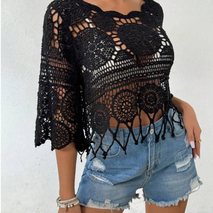 Openwork Round Neck Cover-Up - Image 5