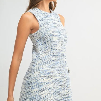 MABLE Tweed Sleeveless Button Down Mini Dress - Image 3