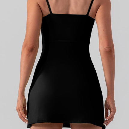 Square Neck Sleeveless Slit Mini Active Dress - Image 2