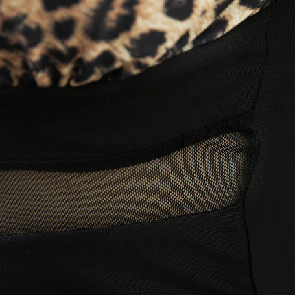 Leopard V-Neck Wide Strap One-Piece Swimwear - Image 2