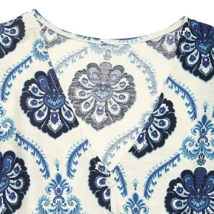 Printed V-Neck Cap Sleeve Dress - Image 9