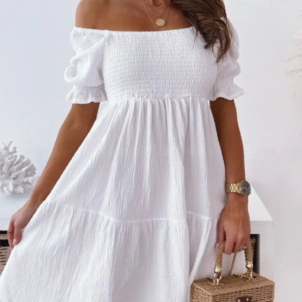 Smocked Off-Shoulder Mini Dress - Image 3