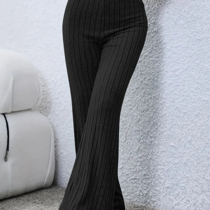 Basic Bae Full Size Ribbed High Waist Flare Pants - Image 5