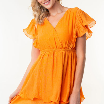 White Birch Full Size Short Sleeve Woven Layered Dress - Image 4