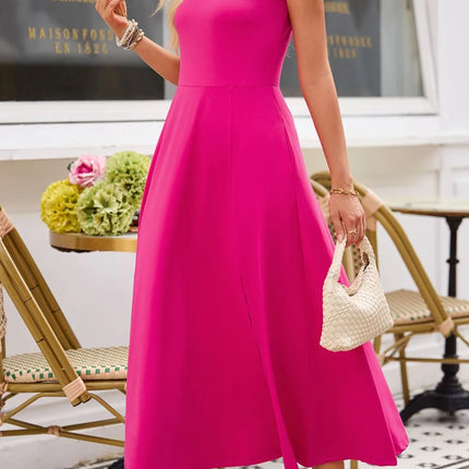 Side Slit Scoop Neck Wide Strap Dress - Image 3