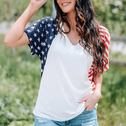 US Flag V-Neck Tee Shirt - Image 3