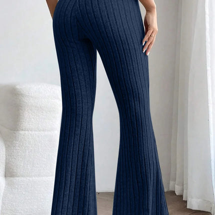 Basic Bae Full Size Ribbed High Waist Flare Pants - Image 14