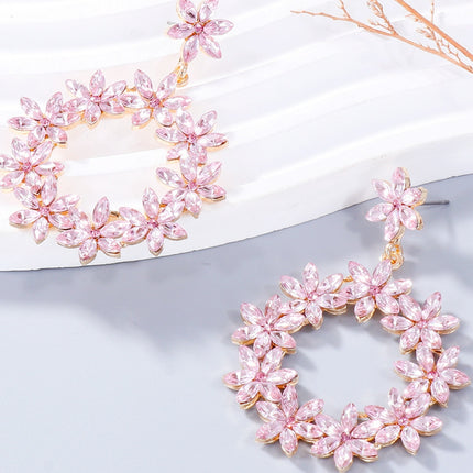 Rhinestone Flower Dangle Earrings - Image 11