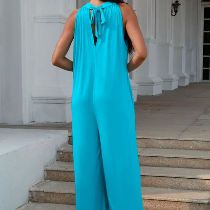 Double Take Full Size Tie Back Cutout Sleeveless Jumpsuit - Image 3