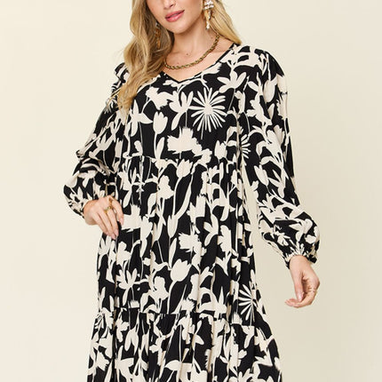Double Take Full Size Printed Ruffle Hem Dress with Pocket - Image 27