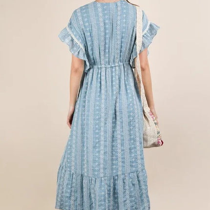 VERY J Embroidered Boho Ruffled Midi Dress - Image 6