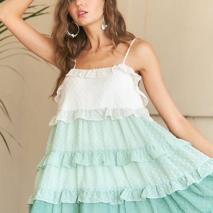 ADORA Swiss Dot Ruffled Tiered Mini Dress - Image 4