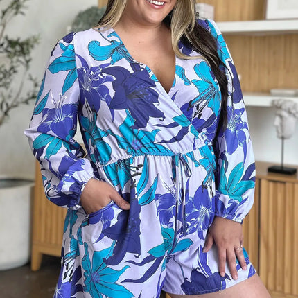 Double Take Full Size Floral Long Sleeve Romper with Pockets - Image 6
