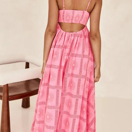 Cutout Back Printed Square Neck Maxi Cami Dress - Image 6