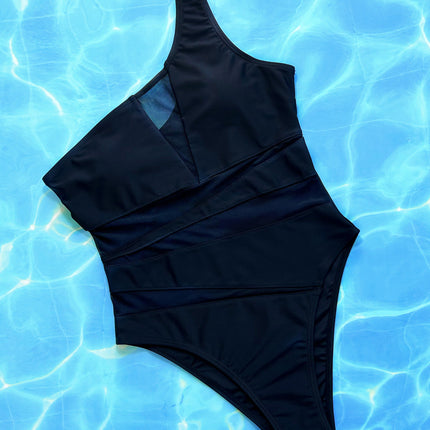 One-Shoulder Sleeveless One-Piece Swimsuit - Image 5