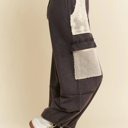 Davi & Dani Lace Patchwork Bottom Opening Adjustable Pants - Image 5