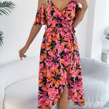 Printed Cold Shoulder Midi Cami Dress - Image 3