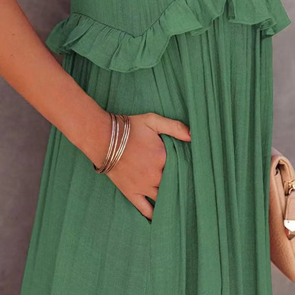 Ruffled Sleeveless Tiered Maxi Dress with Pockets - Image 19