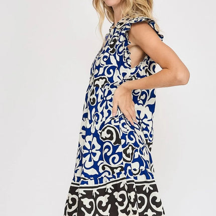 Umgee Floral Ruffled Cap Sleeve Tiered Dress - Image 3