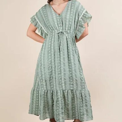 VERY J Embroidered Boho Ruffled Midi Dress - Image 3