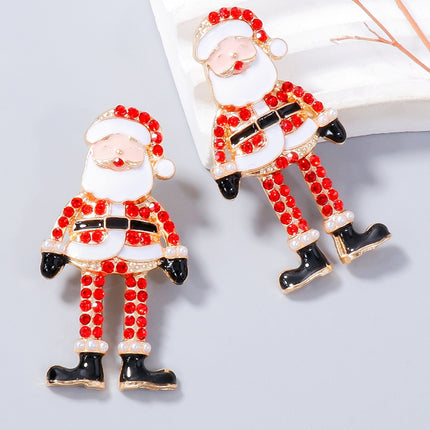Alloy Rhinestone Santa Earrings - Image 2