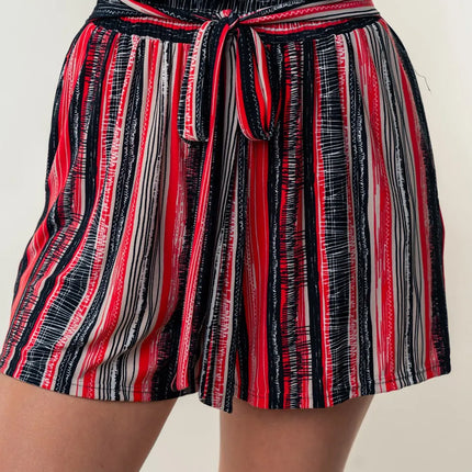 White Birch Full Size High Waisted Striped Shorts - Image 3