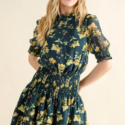 And The Why Floral Print Smocked Waist Mini Dress - Image 2