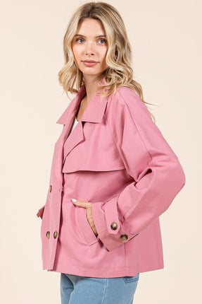 Mittoshop Double Breasted Long Sleeve Trench Coat Jacket - Image 5