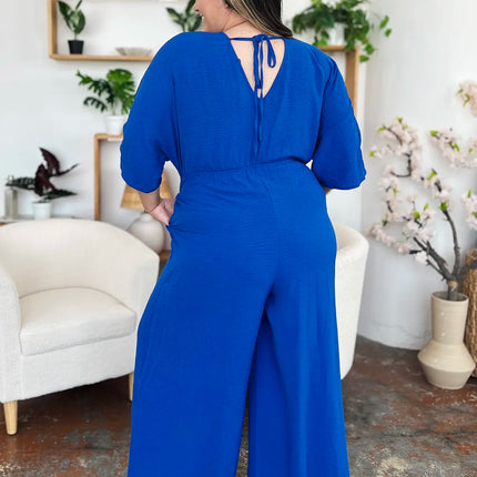 Double Take Full Size Surplice Wide Leg Jumpsuit with Pockets - Image 8